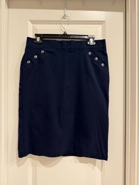 89th & Madison Dark Blue Pencil Skirt